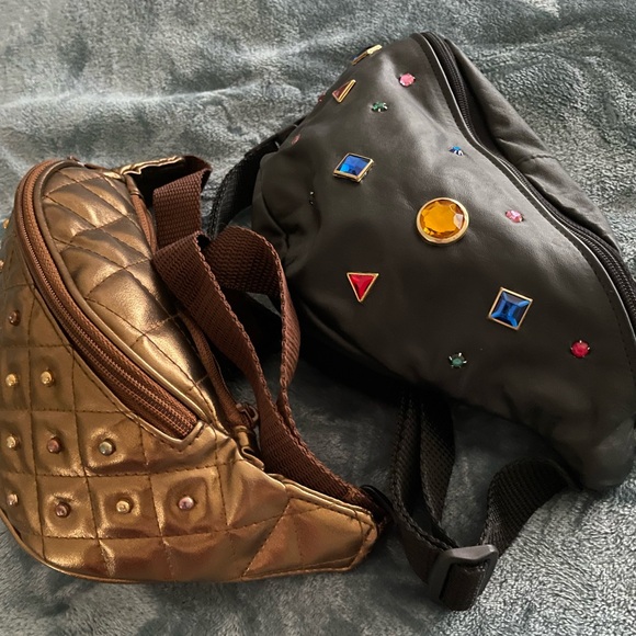 Embellished Black and Quilted Bronze Fanny/Waist Packs - Picture 6 of 6